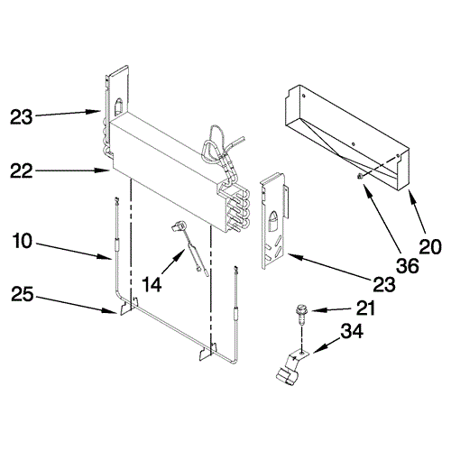 exploded view figure that displays all parts used for item with part item numbers